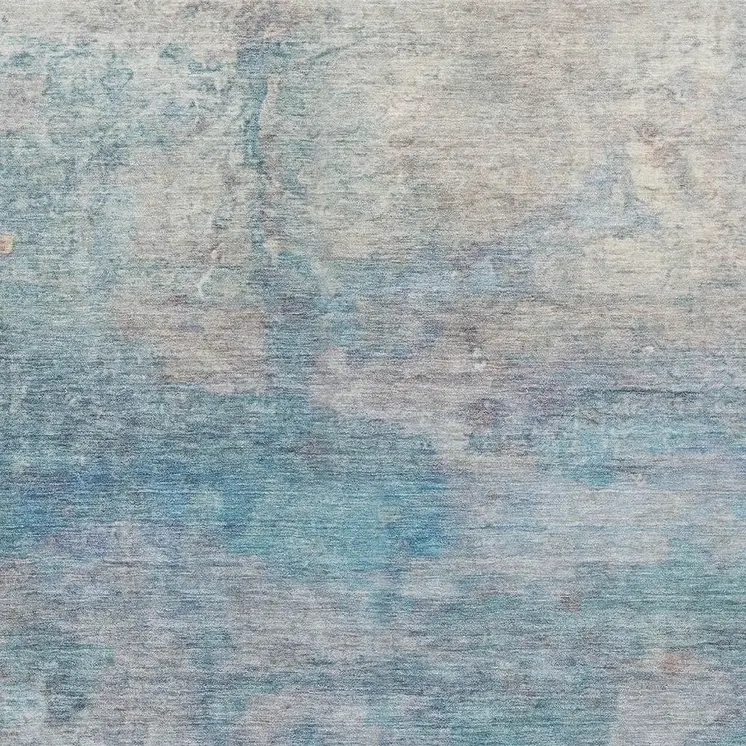 8' X 10' Aqua And Beige Abstract Washable Indoor Outdoor Area Rug