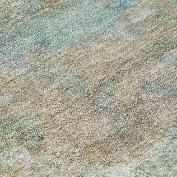 8' Wheat Sky Blue And Beige Round Abstract Washable Indoor Outdoor Area Rug