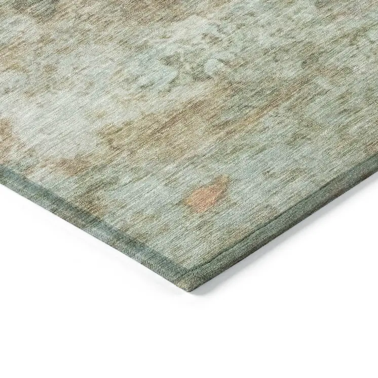 9' X 12' Wheat Sky Blue And Beige Abstract Washable Indoor Outdoor Area Rug