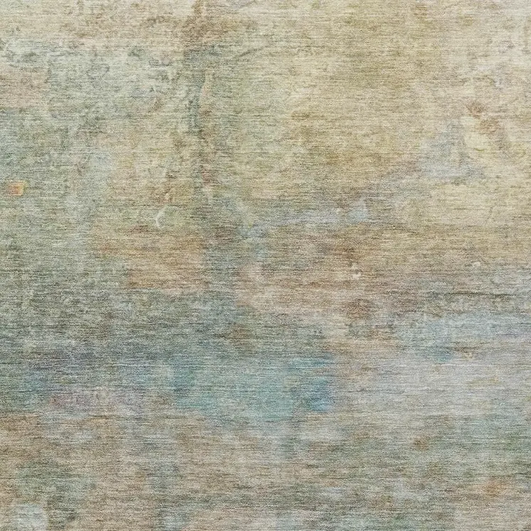 9' X 12' Wheat Sky Blue And Beige Abstract Washable Indoor Outdoor Area Rug