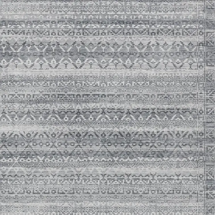 3' X 5' Gray And Silver Striped Washable Indoor Outdoor Area Rug