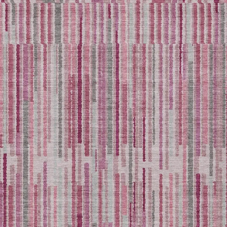 3' X 5' Blush And Ivory Striped Washable Indoor Outdoor Area Rug
