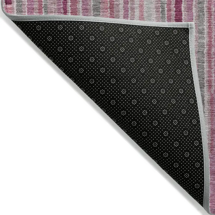 5' X 8' Blush And Ivory Striped Washable Indoor Outdoor Area Rug