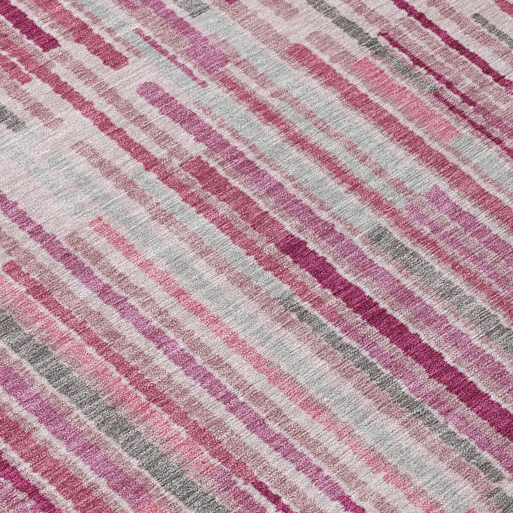10' X 14' Blush And Ivory Striped Washable Indoor Outdoor Area Rug