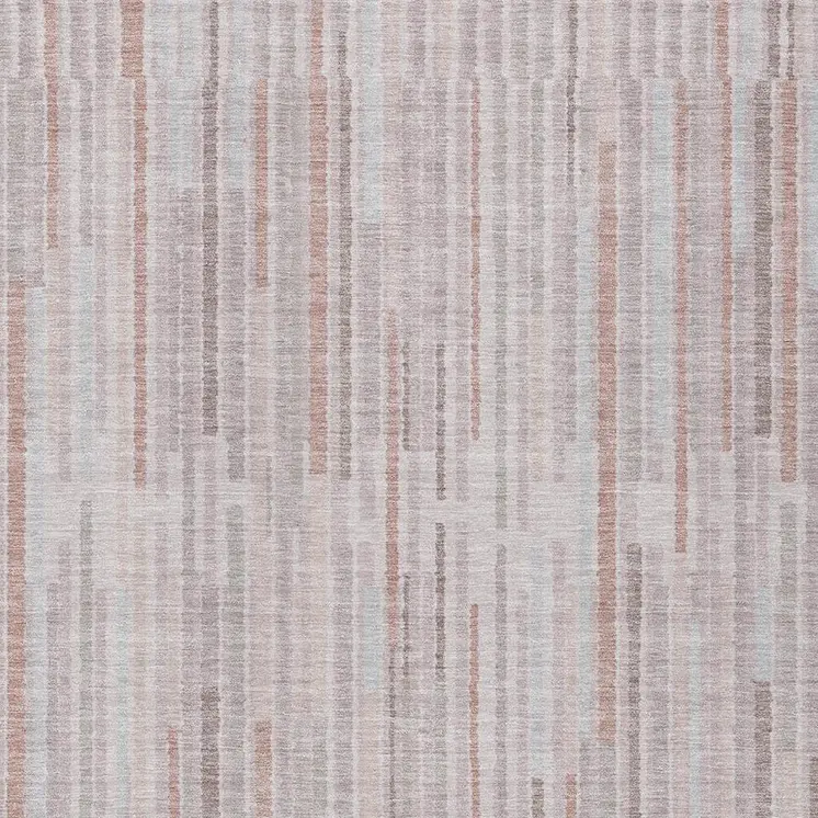 10' X 14' Coral And Beige Striped Washable Indoor Outdoor Area Rug