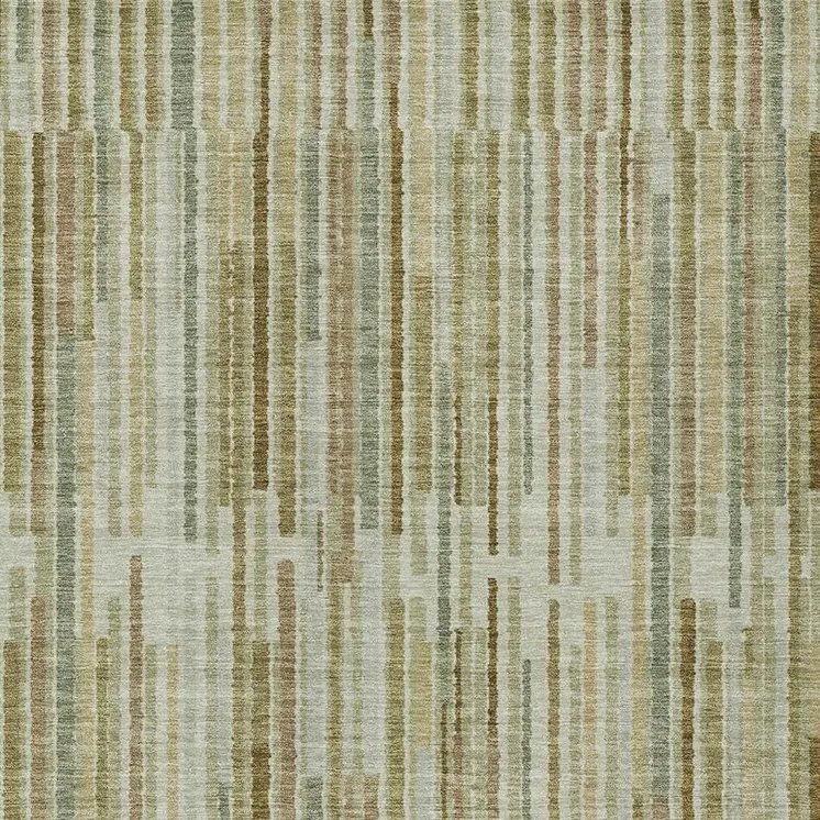10' X 14' Khaki And Olive Green Striped Washable Indoor Outdoor Area Rug