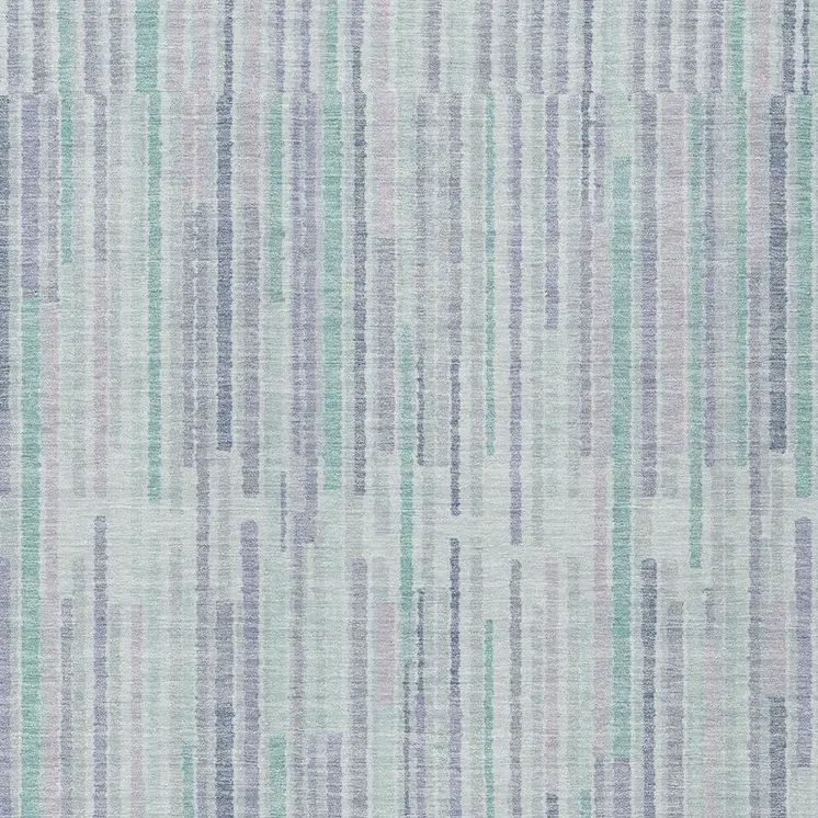 3' X 5' Mint Green And Ivory Striped Washable Indoor Outdoor Area Rug