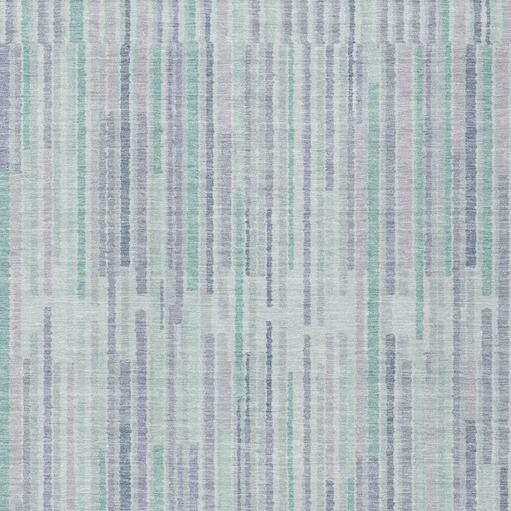 10' X 14' Mint Green And Ivory Striped Washable Indoor Outdoor Area Rug