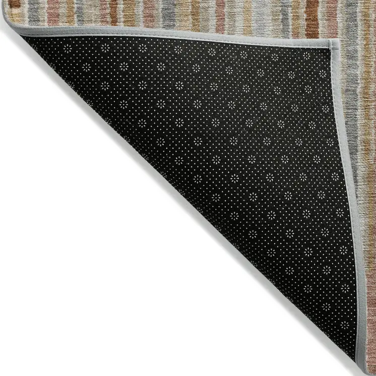 5' X 8' Rust And Ivory Striped Washable Indoor Outdoor Area Rug