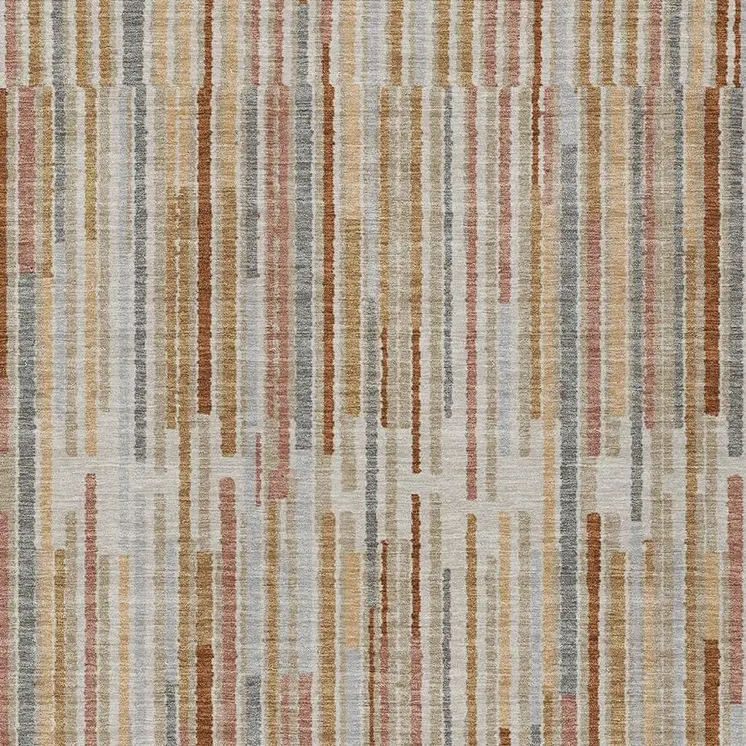 8' X 10' Rust And Ivory Striped Washable Indoor Outdoor Area Rug