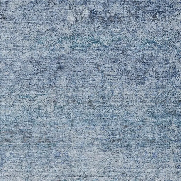 9' X 12' Blue And Ivory Abstract Washable Indoor Outdoor Area Rug