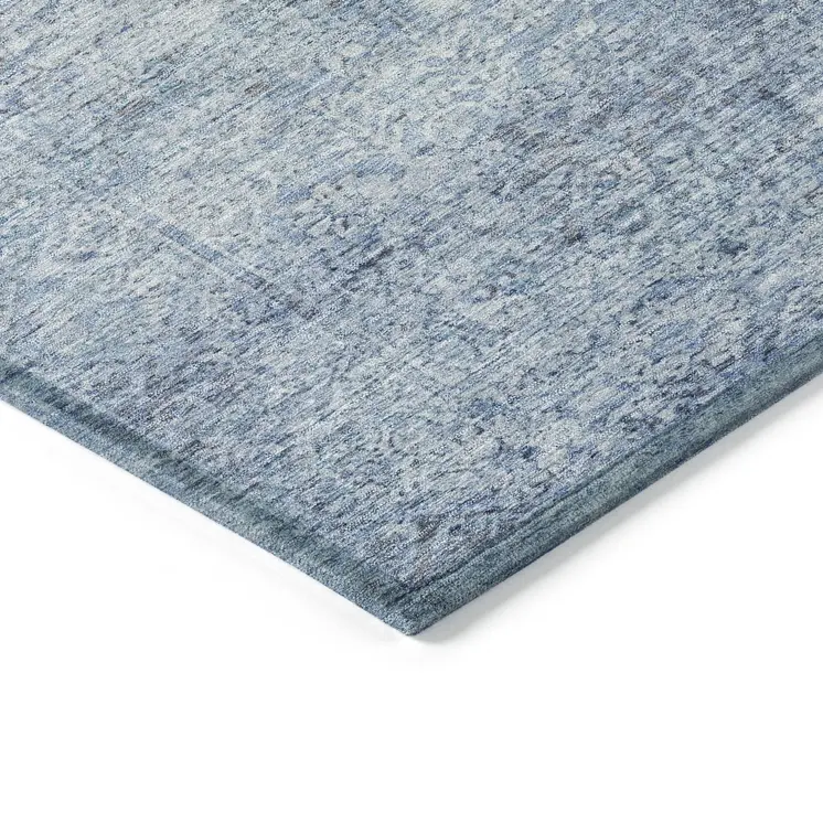 10' X 14' Blue And Ivory Abstract Washable Indoor Outdoor Area Rug