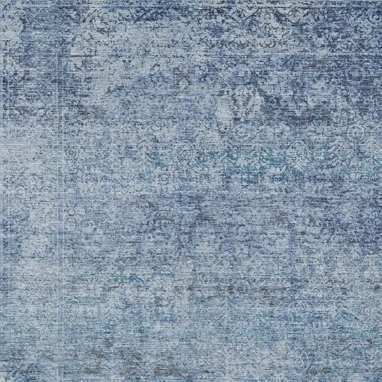 10' X 14' Blue And Ivory Abstract Washable Indoor Outdoor Area Rug