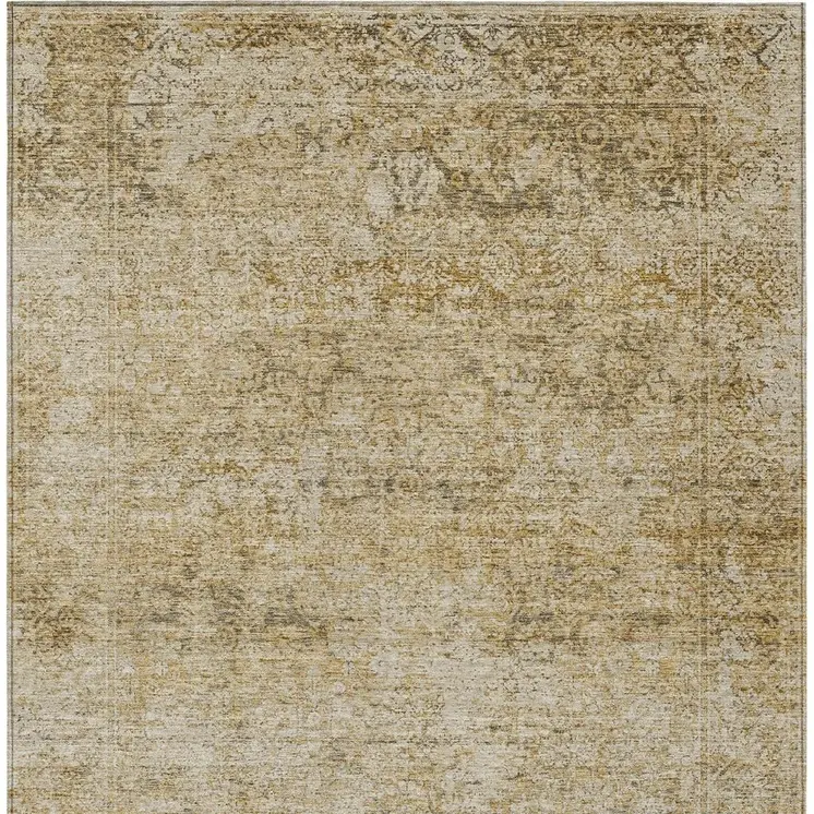 5' X 8' Copper And Beige Abstract Washable Indoor Outdoor Area Rug