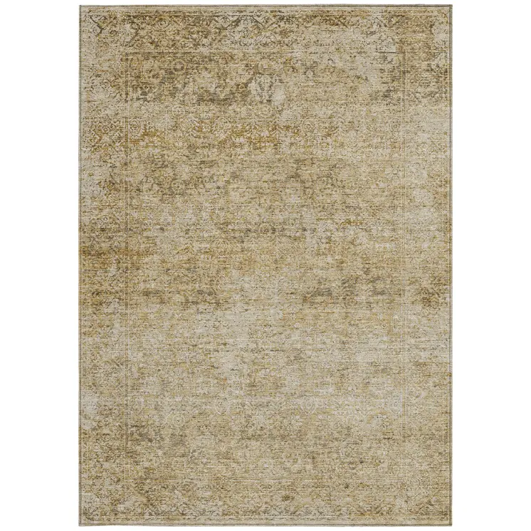 8' X 10' Copper And Beige Abstract Washable Indoor Outdoor Area Rug