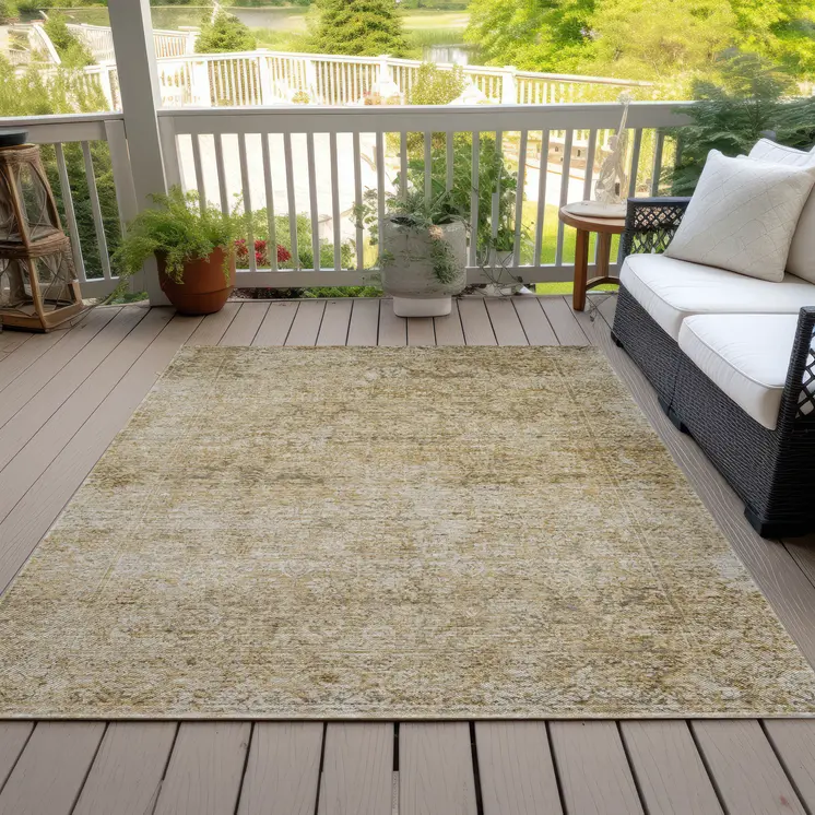 10' X 14' Copper And Beige Abstract Washable Indoor Outdoor Area Rug