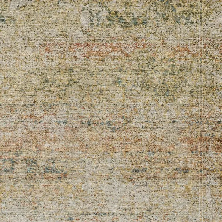 3' X 5' Gold And Beige Abstract Washable Indoor Outdoor Area Rug