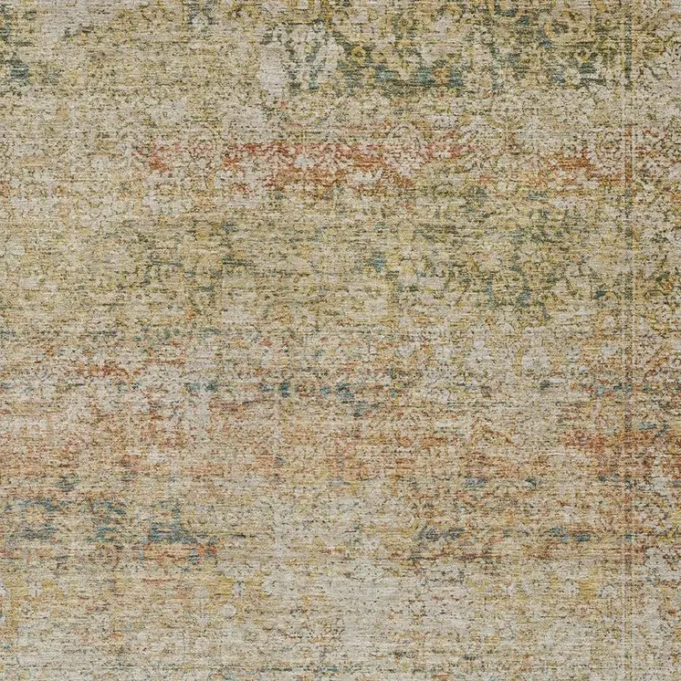 8' X 10' Gold And Beige Abstract Washable Indoor Outdoor Area Rug
