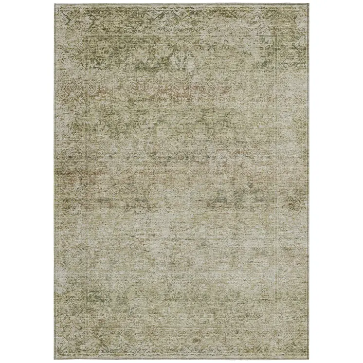 8' X 10' Sage And Beige Abstract Washable Indoor Outdoor Area Rug