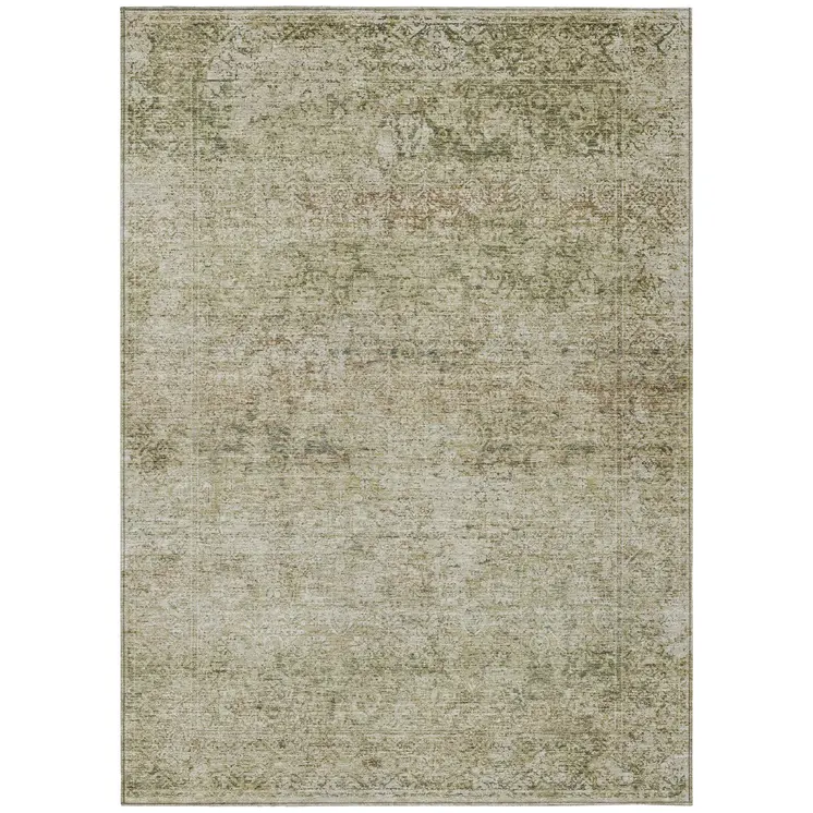10' X 14' Sage And Beige Abstract Washable Indoor Outdoor Area Rug