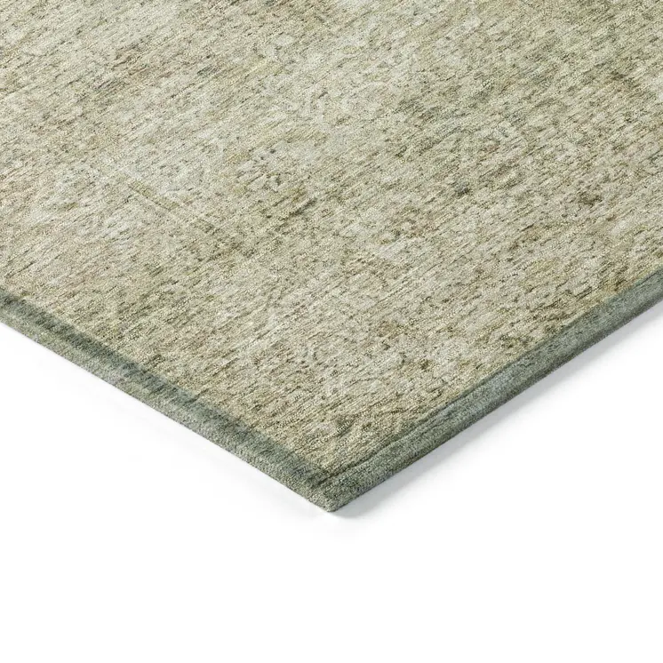 10' X 14' Sage And Beige Abstract Washable Indoor Outdoor Area Rug