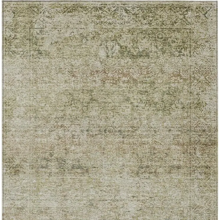 10' X 14' Sage And Beige Abstract Washable Indoor Outdoor Area Rug