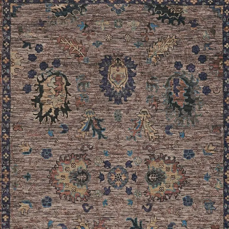 3' X 5' Brown And Beige Floral Washable Indoor Outdoor Area Rug