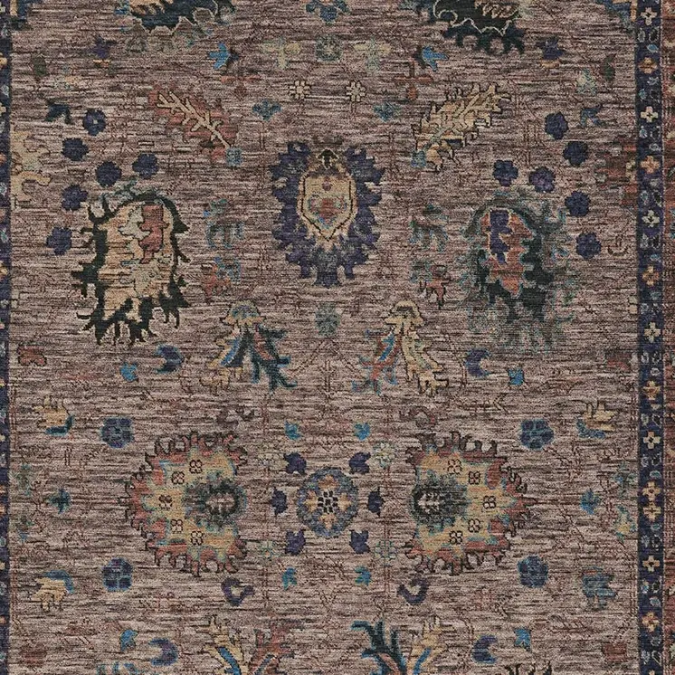 8' X 10' Brown And Beige Floral Washable Indoor Outdoor Area Rug