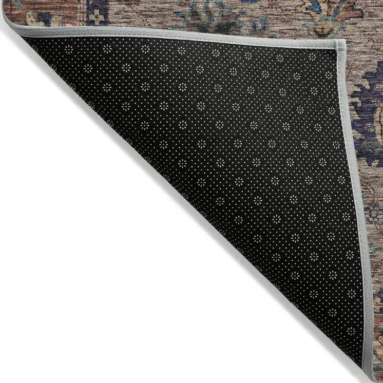 10' X 14' Brown And Beige Floral Washable Indoor Outdoor Area Rug