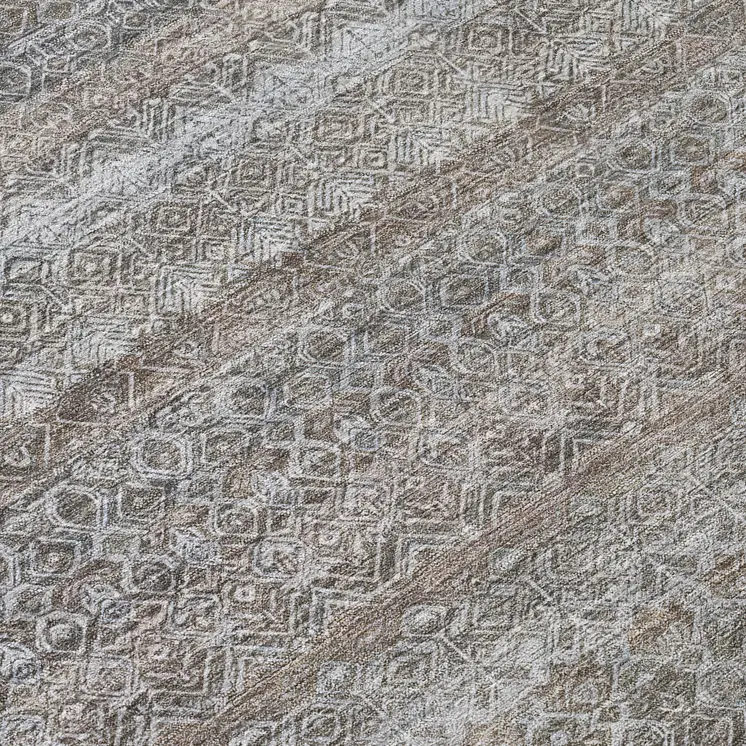 8' X 10' Brown And Beige Striped Washable Indoor Outdoor Area Rug