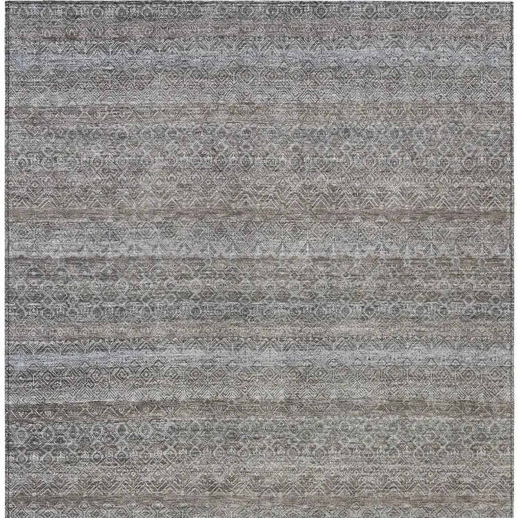 10' X 14' Brown And Beige Striped Washable Indoor Outdoor Area Rug