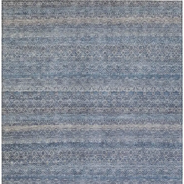 5' X 8' Blue And Sky Blue Striped Washable Indoor Outdoor Area Rug