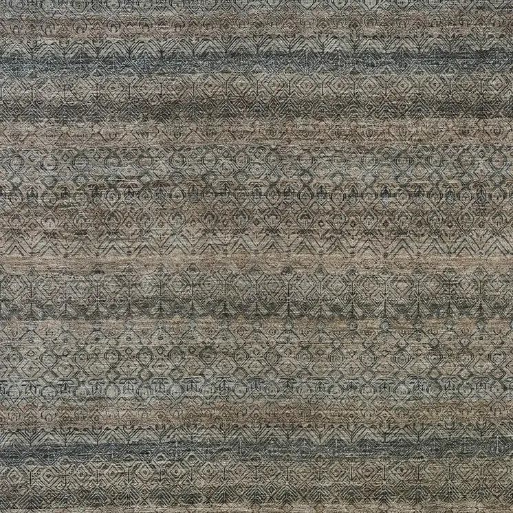 5' X 8' Chocolate And Gray Striped Washable Indoor Outdoor Area Rug
