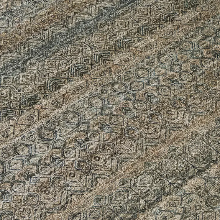 8' Chocolate And Gray Round Striped Washable Indoor Outdoor Area Rug