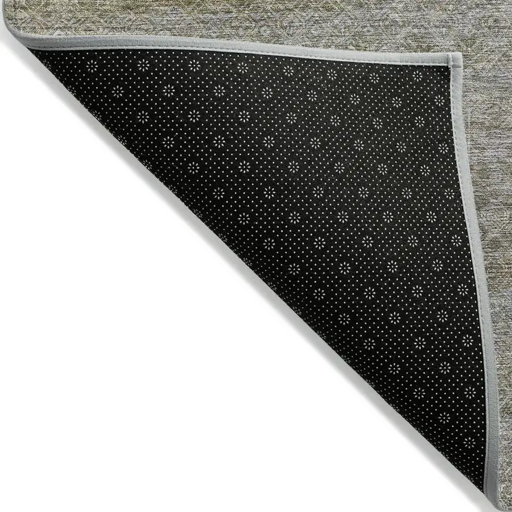 5' X 8' Khaki And Beige Striped Washable Indoor Outdoor Area Rug