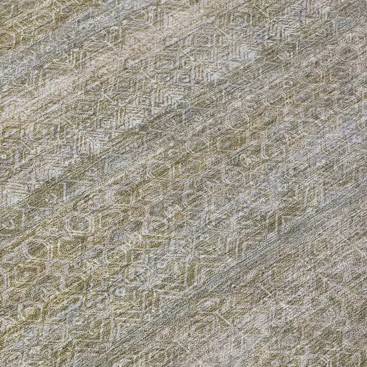 8' Khaki And Beige Round Striped Washable Indoor Outdoor Area Rug