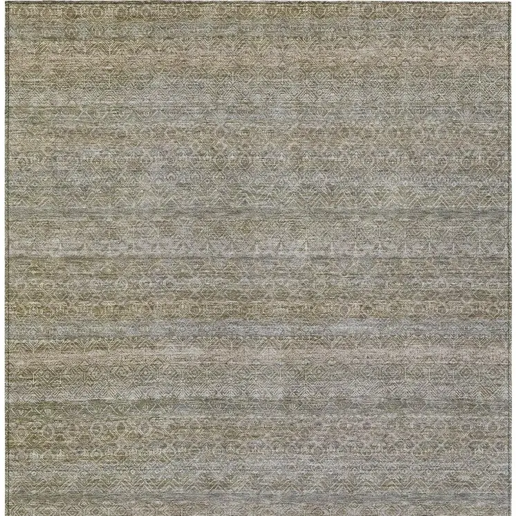 8' X 10' Khaki And Beige Striped Washable Indoor Outdoor Area Rug