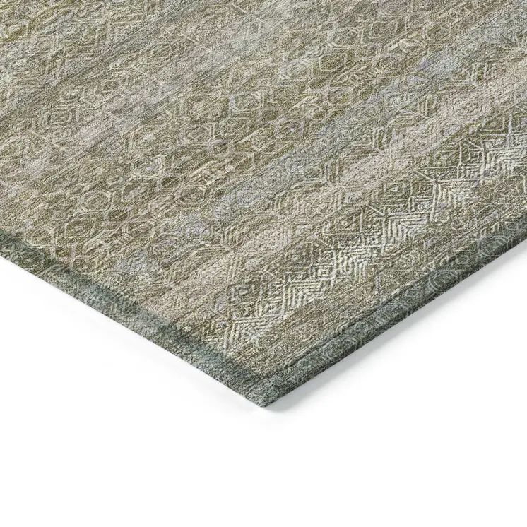 8' X 10' Khaki And Beige Striped Washable Indoor Outdoor Area Rug