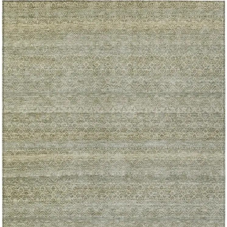 8' X 10' Linen And Beige Striped Washable Indoor Outdoor Area Rug
