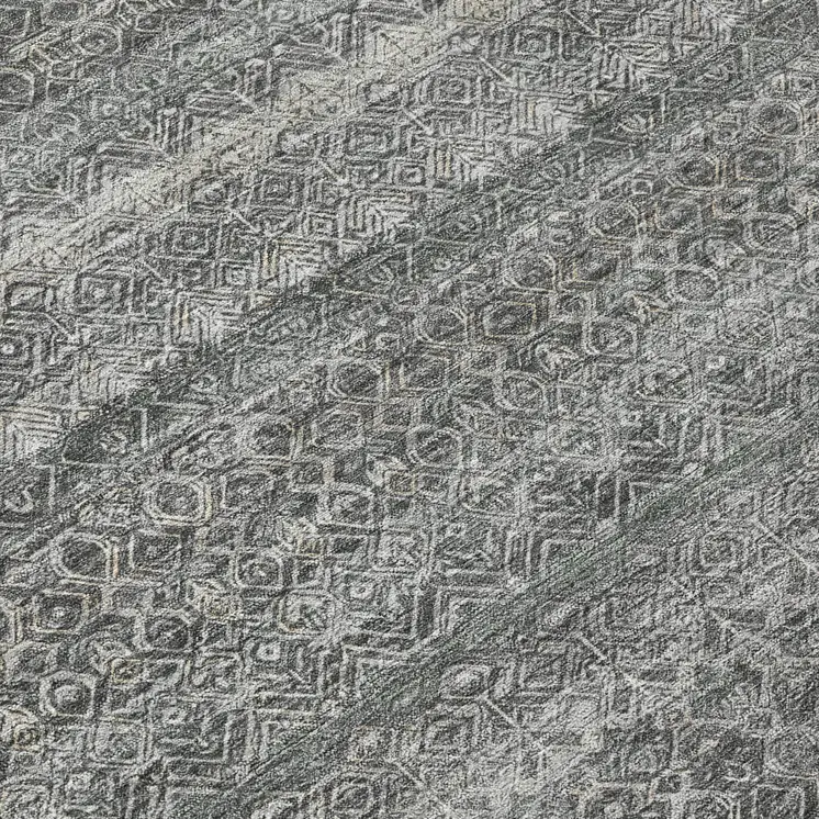 5' X 8' Pewter And Gray Striped Washable Indoor Outdoor Area Rug