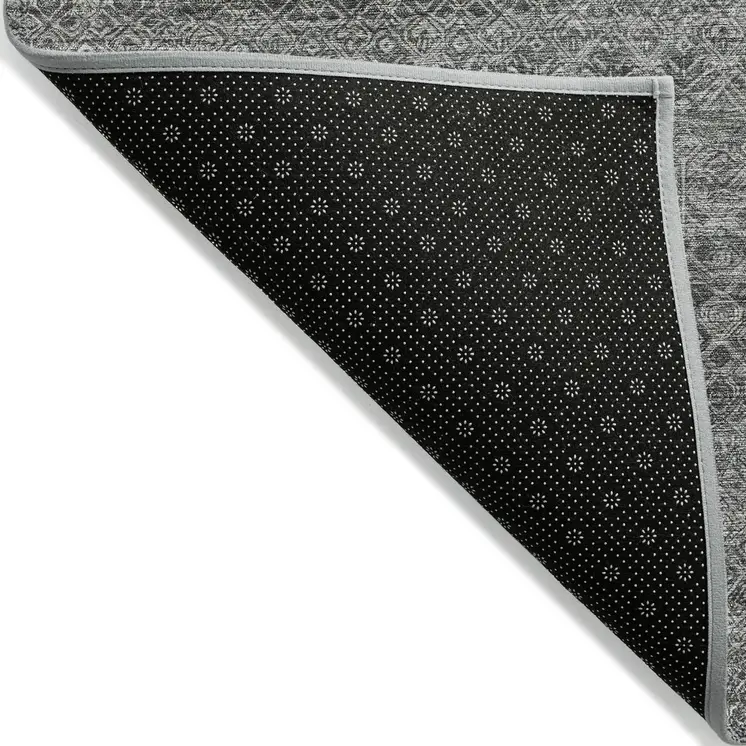 10' X 14' Pewter And Gray Striped Washable Indoor Outdoor Area Rug