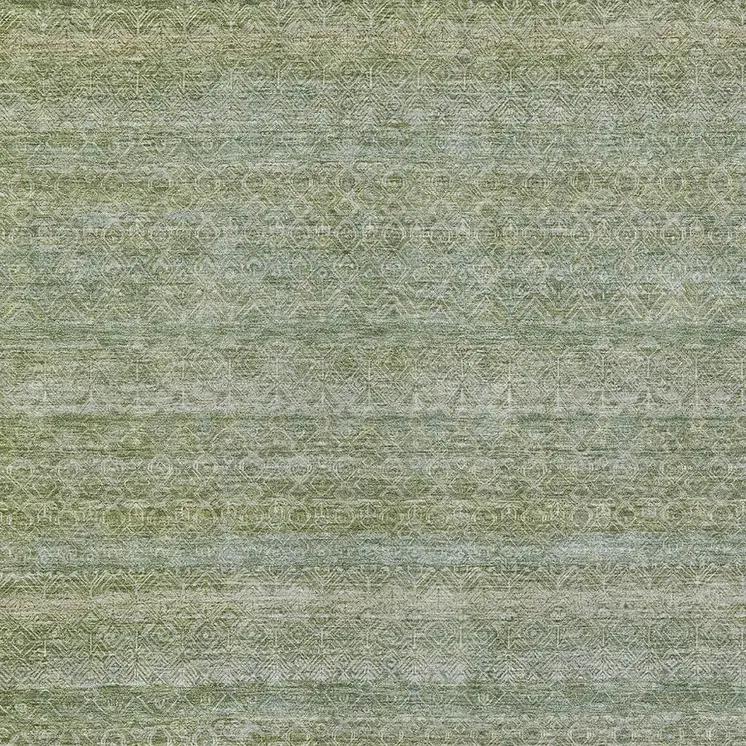 8' X 10' Sage And Ivory Striped Washable Indoor Outdoor Area Rug