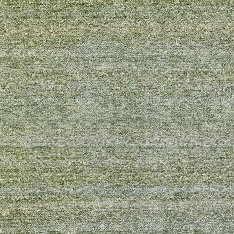10' X 14' Sage And Ivory Striped Washable Indoor Outdoor Area Rug