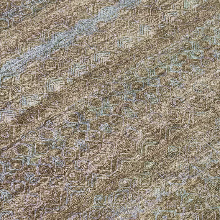 5' X 8' Brown And Denim Blue Striped Washable Indoor Outdoor Area Rug
