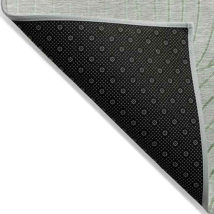 10' X 14' Artichoke Green And Silver Abstract Washable Indoor Outdoor Area Rug