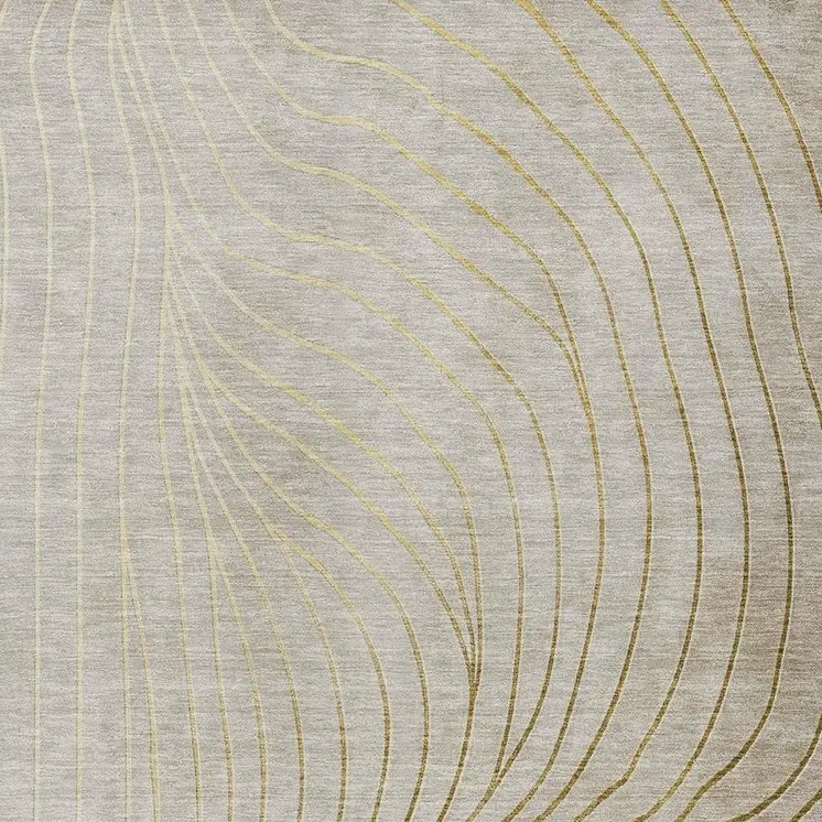 3' X 5' Beige And Silver Abstract Washable Indoor Outdoor Area Rug