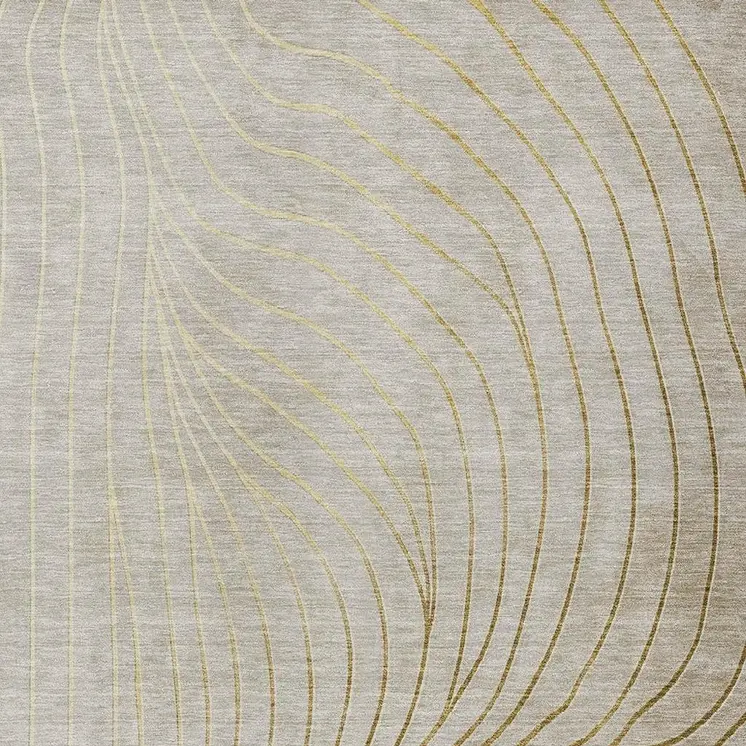 9' X 12' Beige And Silver Abstract Washable Indoor Outdoor Area Rug