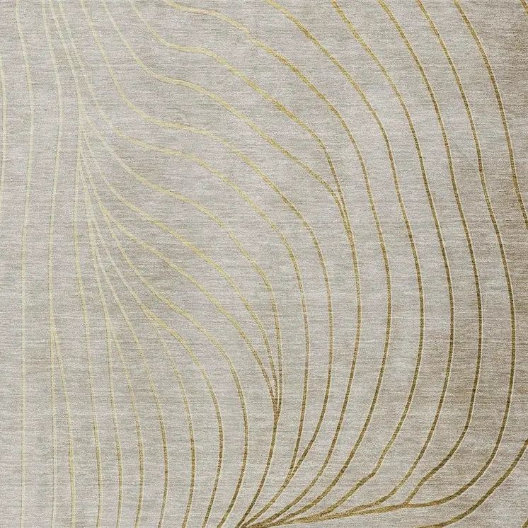 10' X 14' Beige And Silver Abstract Washable Indoor Outdoor Area Rug