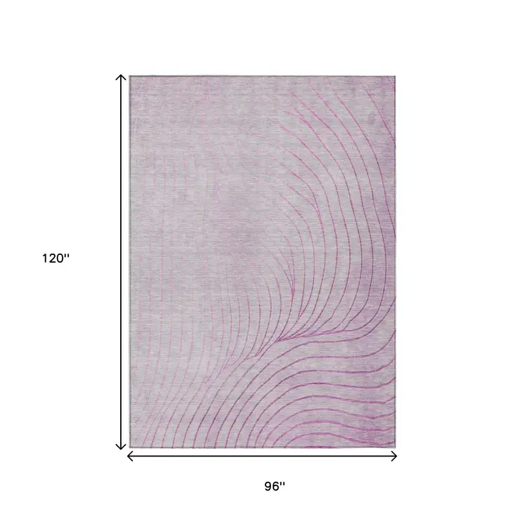 8' X 10' Blush And Silver Abstract Washable Indoor Outdoor Area Rug