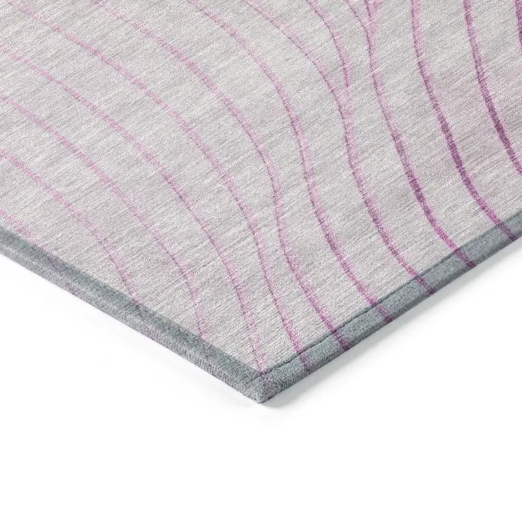 8' X 10' Blush And Silver Abstract Washable Indoor Outdoor Area Rug